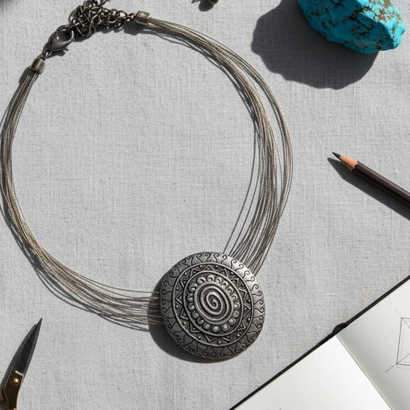 Chico's Silver Spiral Pendant Necklace - Picture 6 of 11